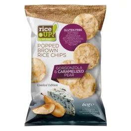   Rice Up, bramborové lupínky s příchutí gorgonzoly a hrušky, 60g
