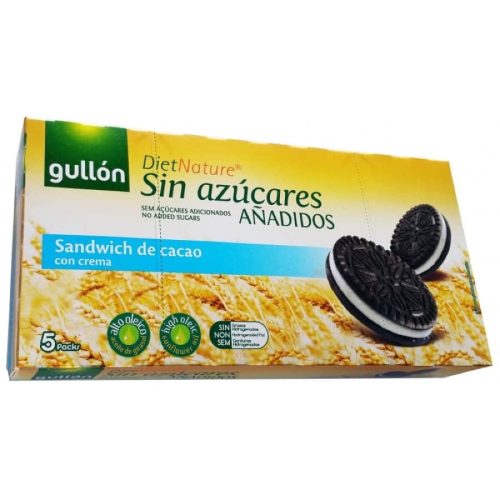Gullón Twins Sandwich - sušenky s kakaem a krémovou náplní, bez přidaného cukru, 210g.