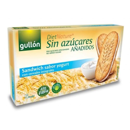 Gullón Sandwich se příchutí jogurtu - jogurtové, snídaňové sendvičové sušenky, bez cukru, 220 g
