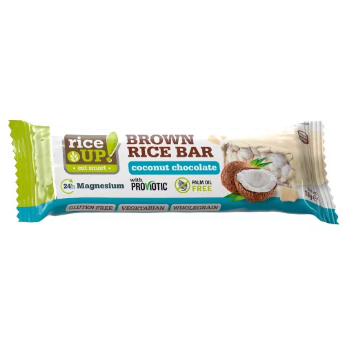 Rice Up, nadýchaná placička z hnědého rýže s bílou čokoládou a kokosem, 18 g.