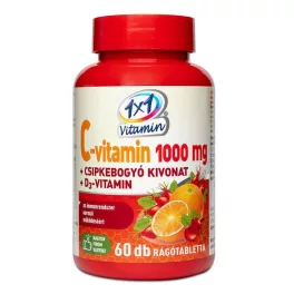   1x1 Vitamin Vitamin C 1000 mg + vitamin D3 s extraktem ze šípků, žvýkací doplněk stravy se sladidly s pomerančovou příchutí (60 tablet)