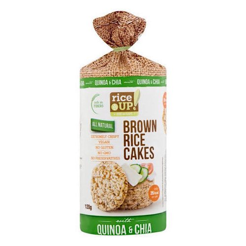 Rice Up, Plátek z expanzního celozrnného hnědého rýže s chia semínky a quinoou, 120g.