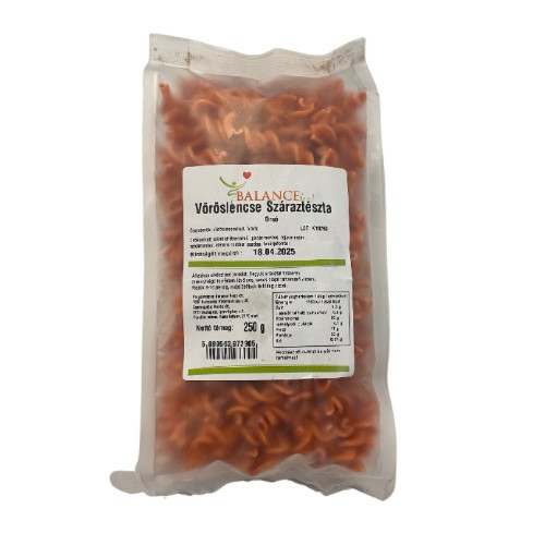 Balance Food Šroubky s červenou čočkou, 250 g (bezlepkové, bezvejcové, bez sóji, zdroj vlákniny)