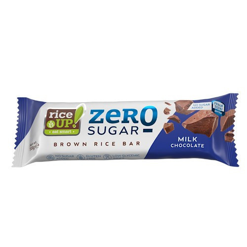 Rice Up, Placi de orez integral Zero s čokoládou se skutečným mlékem, bez přidaného cukru, 18g.