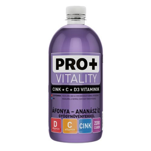Pro+ Vitality, nápoj s příchutí borůvek a ananasu s obsahem zinku, vitamínu C a D, 750 ml