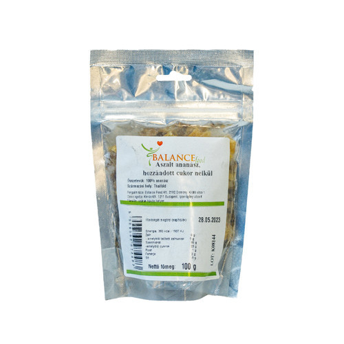 Sušený ananas, bez přidaného cukru, 100 g.