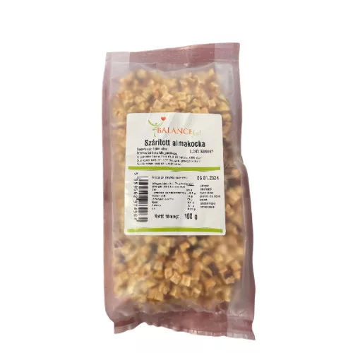 Szárított almakocka, héjas, 100g