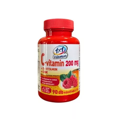 1x1 Vitamin Vitamin C 1000 mg + vitamin D3 s extraktem ze šípků, žvýkací doplněk stravy se sladidly s pomerančovou příchutí (60 tablet)