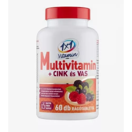 1x1 Vitamin Vitamin C 1000 mg + vitamin D3 s extraktem ze šípků, žvýkací doplněk stravy se sladidly s pomerančovou příchutí (60 tablet)