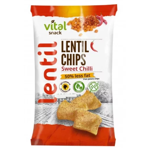 VitalSnack Čočkové chipsy Sweet Chili, 65 g
