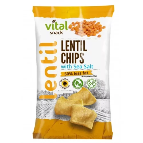 VitalSnack čočkové chipsy s mořskou solí, 65 g